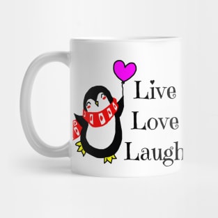 Live, Love, Laugh Happy Penguin Mug